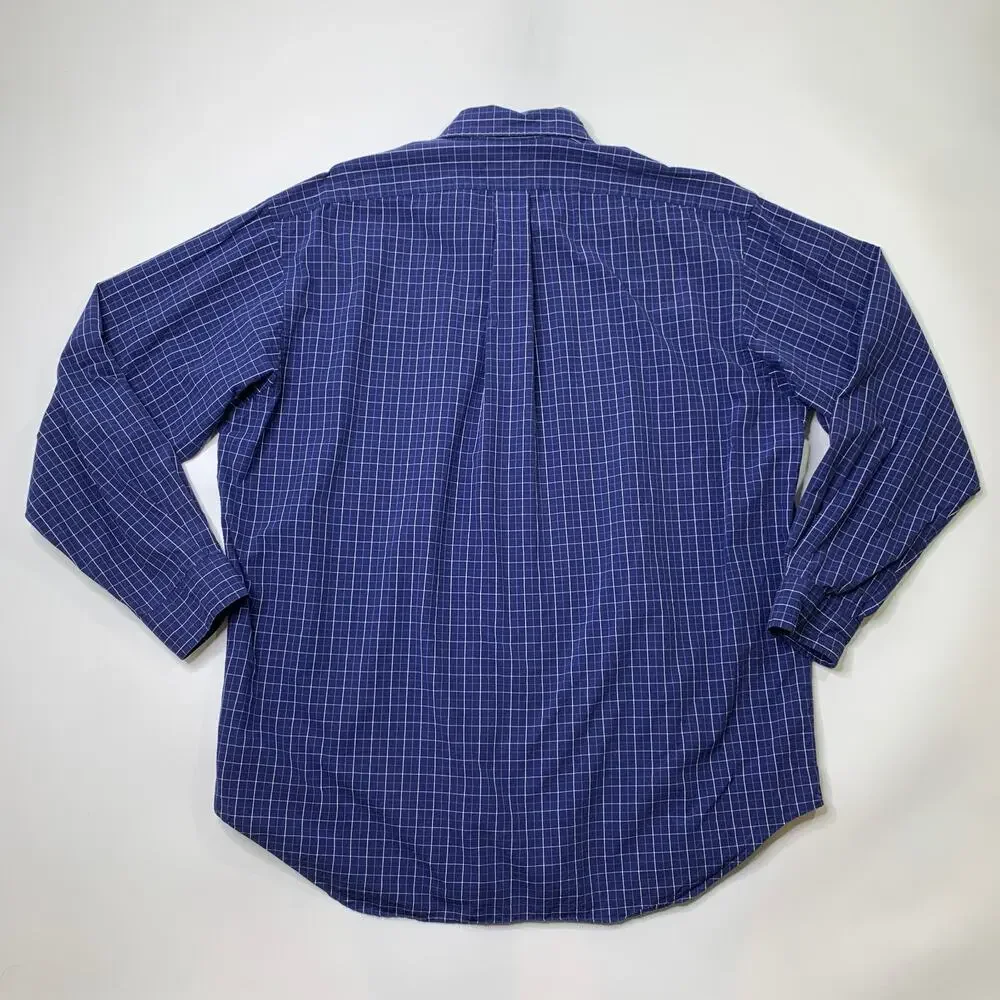 Vintage Ralph Lauren Shirt Men Large Blake Two-Ply Cotton Windowpane Button Down